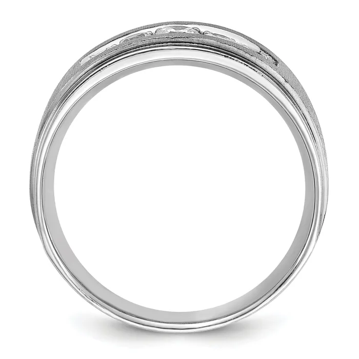 Rings 14k White Gold 12 Ct Lab Grown Diamond VSSI G Polished and Brushed Five Stone Mens Ring Goldia