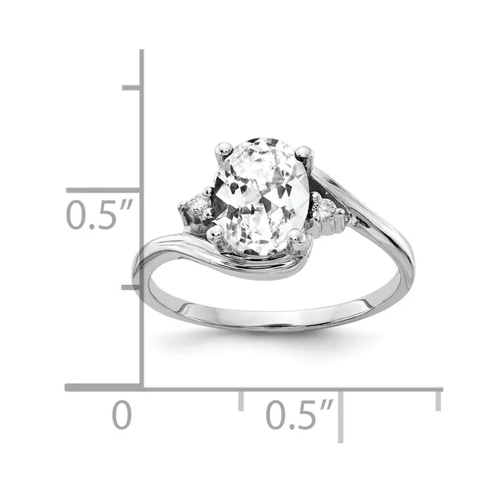Rings 14k White Gold 8x6mm Oval Cubic Zirconia AA Diamond Ring Goldia