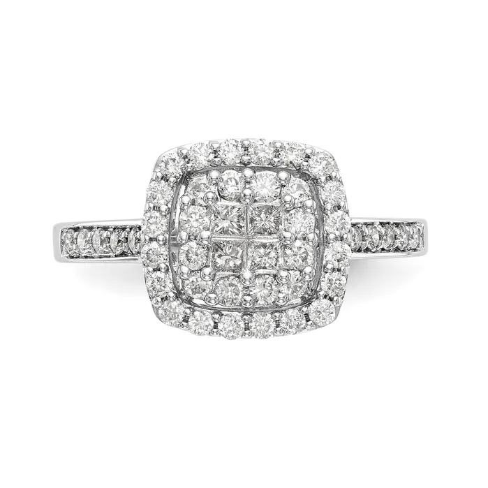 Rings 14K White Gold Complete Diamond Cluster Engagement Ring Goldiacom