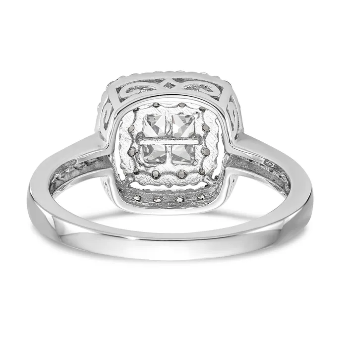 Rings 14K White Gold Complete Diamond Cluster Engagement Ring Goldiacom