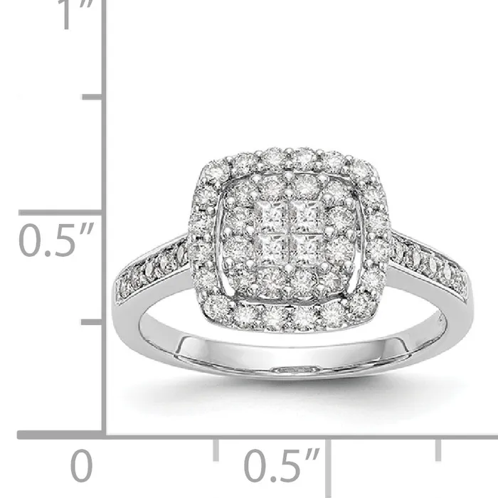 Rings 14K White Gold Complete Diamond Cluster Engagement Ring Goldiacom