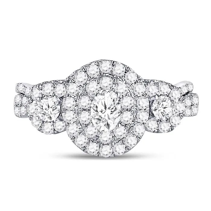 Rings 14k White Gold Oval Diamond Bridal Wedding Ring Set 1 Cttw Certified gndatlanta Rings 14k White Gold Oval Diamond Bridal Wedding Ring Set 1 Cttw Certified gndatlanta