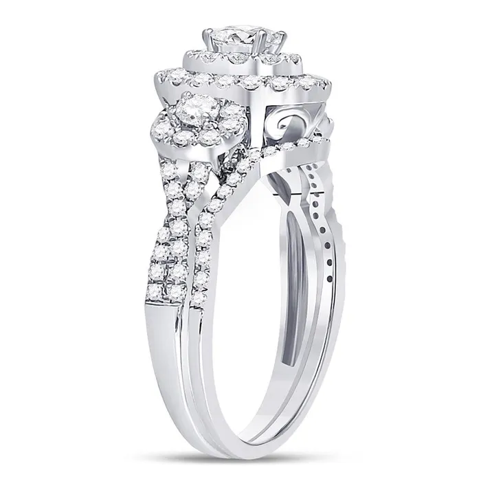 Rings 14k White Gold Oval Diamond Bridal Wedding Ring Set 1 Cttw Certified gndatlanta