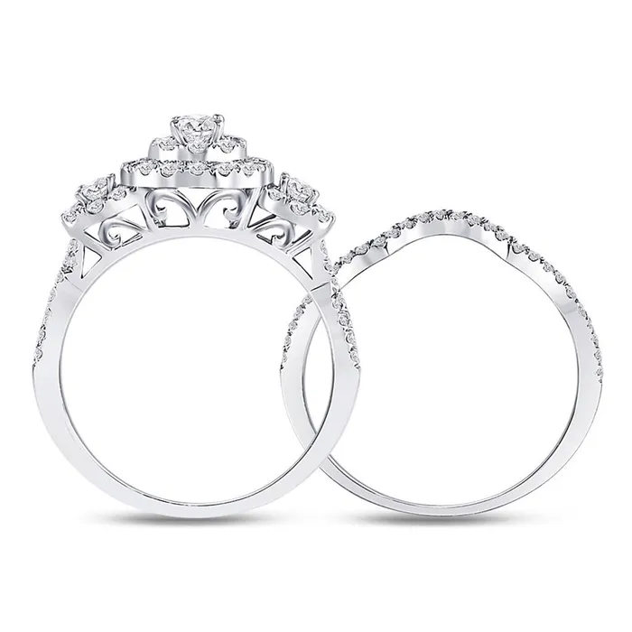Rings 14k White Gold Oval Diamond Bridal Wedding Ring Set 1 Cttw Certified gndatlanta