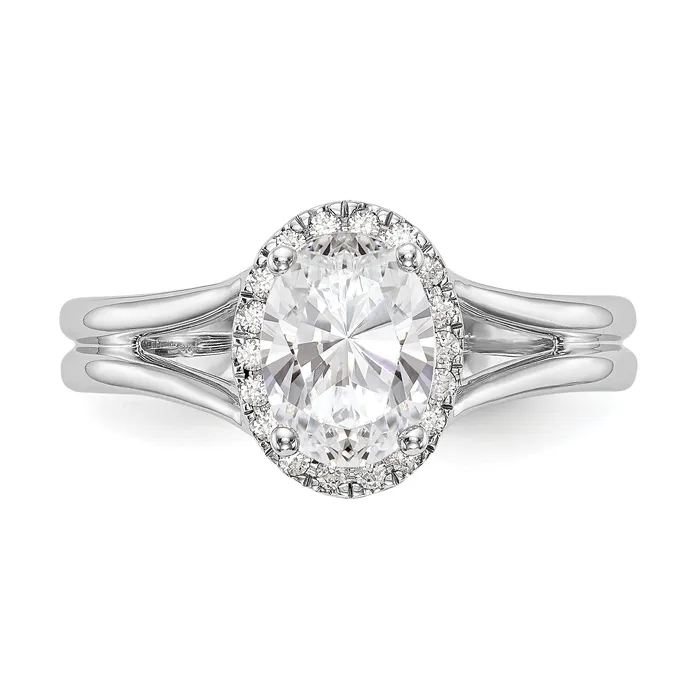 Rings 14k White Gold Oval Halo Simulated Diamond Split Shank Engagement Ring Goldiacom