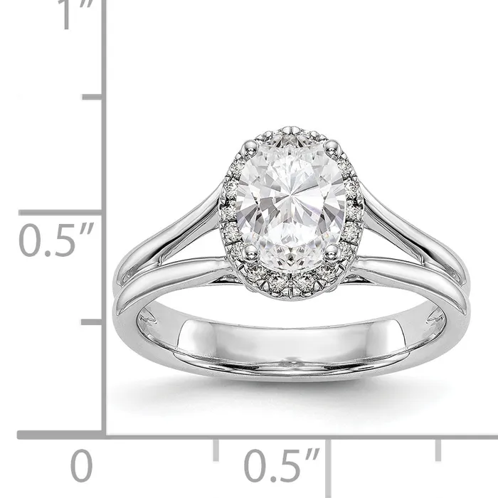 Rings 14k White Gold Oval Halo Simulated Diamond Split Shank Engagement Ring Goldiacom