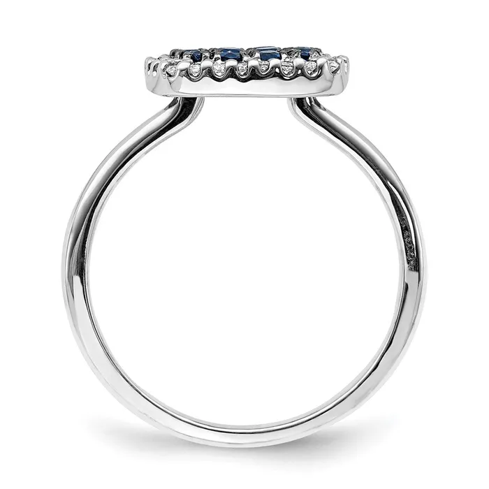 Rings 14k White Gold Real Diamond and Sapphire Ring Goldia