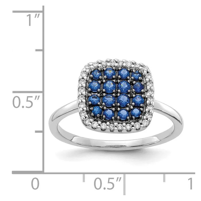 Rings 14k White Gold Real Diamond and Sapphire Ring Goldia