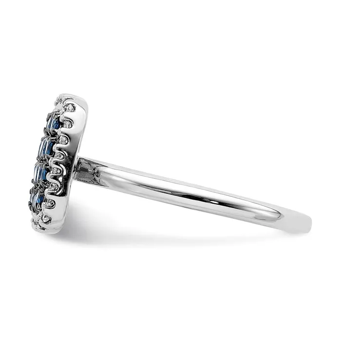 Rings 14k White Gold Real Diamond and Sapphire Ring Goldia