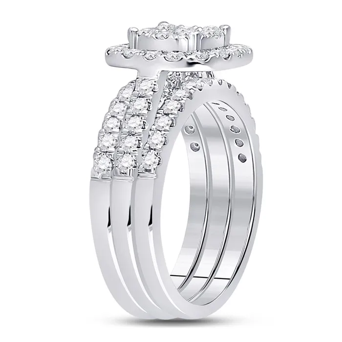 Rings 14k White Gold Round Diamond Bridal Wedding Ring Set 112 Cttw gndatlanta