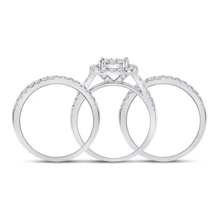 Rings 14k White Gold Round Diamond Bridal Wedding Ring Set 112 Cttw gndatlanta