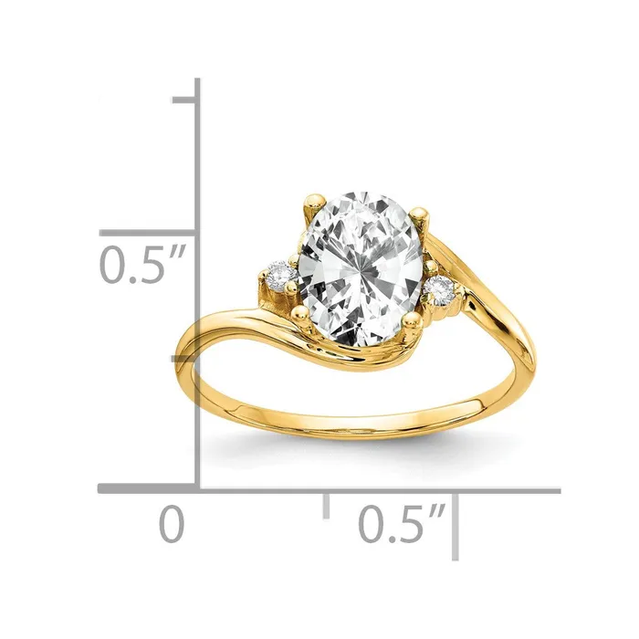 Rings 14K Yellow Gold 8x6mm Oval Cubic Zirconia AA Real Diamond ring goldiaca