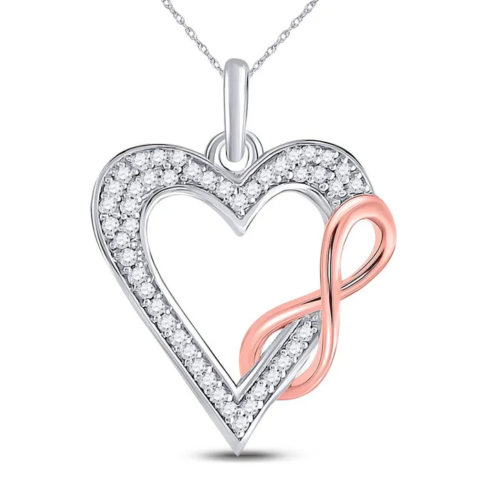 Rings gndatlanta 10k Twotone Gold Round Diamond Heart Infinity Pendant 18 Cttw