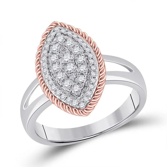 Rings gndatlanta 10k Twotone Gold Round Diamond Rope Marquiseshape Cluster Ring 38 Cttw