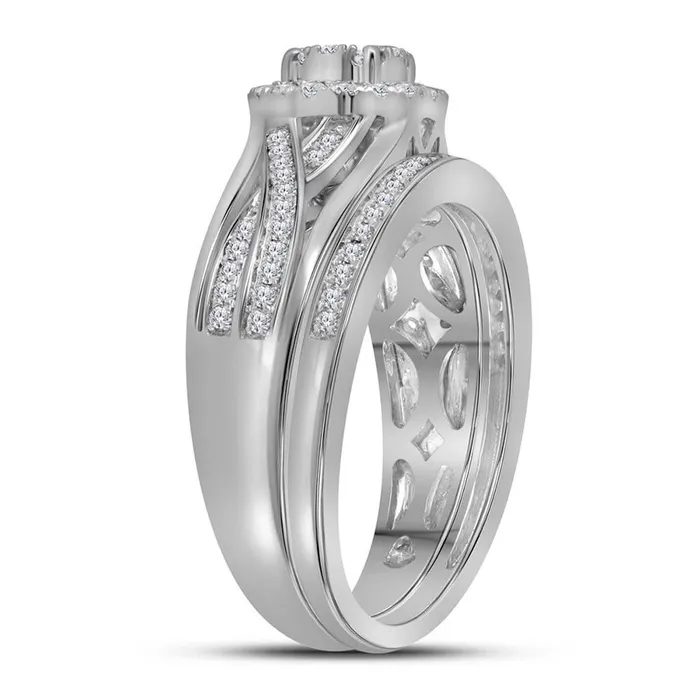 Rings gndatlanta 14k White Gold Diamond Bridal Wedding Ring Set 12 Cttw Rings gndatlanta 14k White Gold Diamond Bridal Wedding Ring Set 12 Cttw