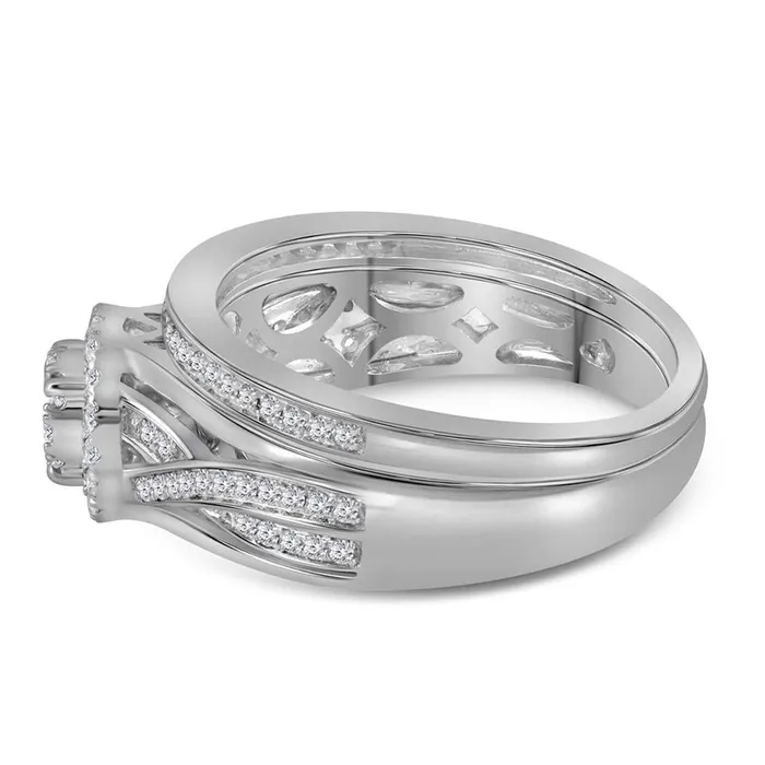 Rings gndatlanta 14k White Gold Diamond Bridal Wedding Ring Set 12 Cttw