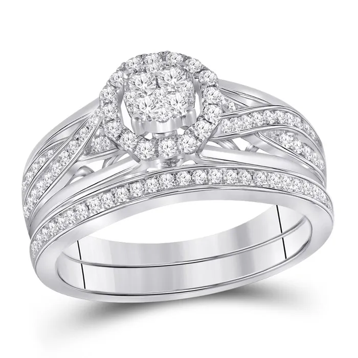 Rings gndatlanta 14k White Gold Diamond Bridal Wedding Ring Set 12 Cttw