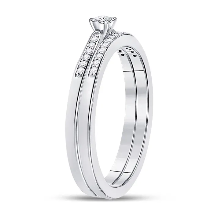 Rings gndatlanta 14k White Gold Round Diamond Bridal Wedding Ring Set 18 Cttw