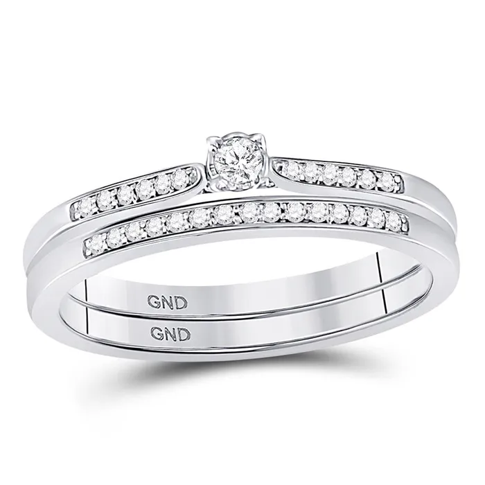 Rings gndatlanta 14k White Gold Round Diamond Bridal Wedding Ring Set 18 Cttw