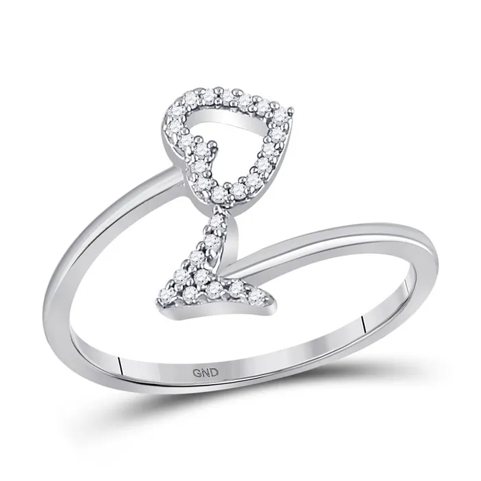 Rings gndatlanta 14k White Gold Round Diamond Heart Arrow Band Ring 110 Cttw Rings gndatlanta 14k White Gold Round Diamond Heart Arrow Band Ring 110 Cttw