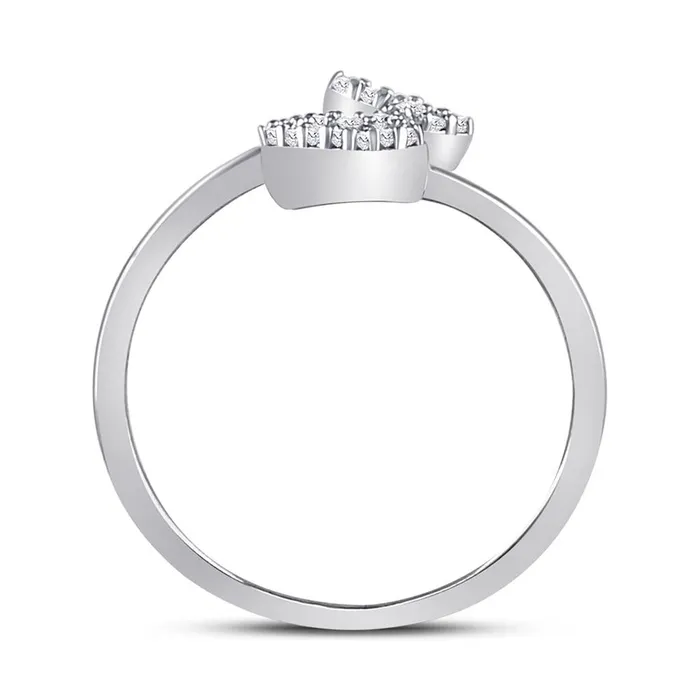 Rings gndatlanta 14k White Gold Round Diamond Heart Arrow Band Ring 110 Cttw
