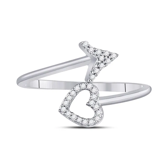 Rings gndatlanta 14k White Gold Round Diamond Heart Arrow Band Ring 110 Cttw