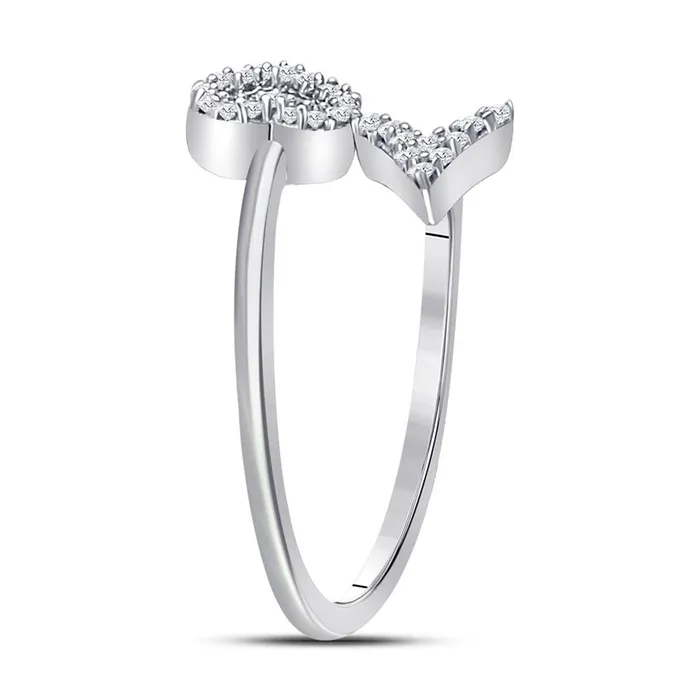 Rings gndatlanta 14k White Gold Round Diamond Heart Arrow Band Ring 110 Cttw