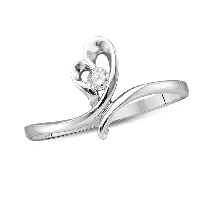 Rings gndatlanta 14k White Gold Round Diamond Heart Promise Ring 120 Cttw Rings gndatlanta 14k White Gold Round Diamond Heart Promise Ring 120 Cttw
