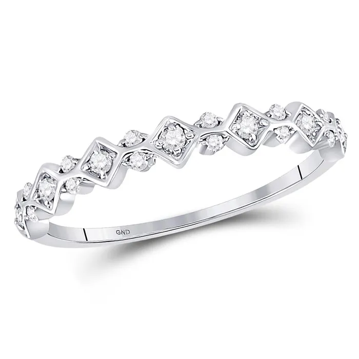 Rings gndatlanta 14k White Gold Round Diamond Stackable Band Ring 16 Cttw