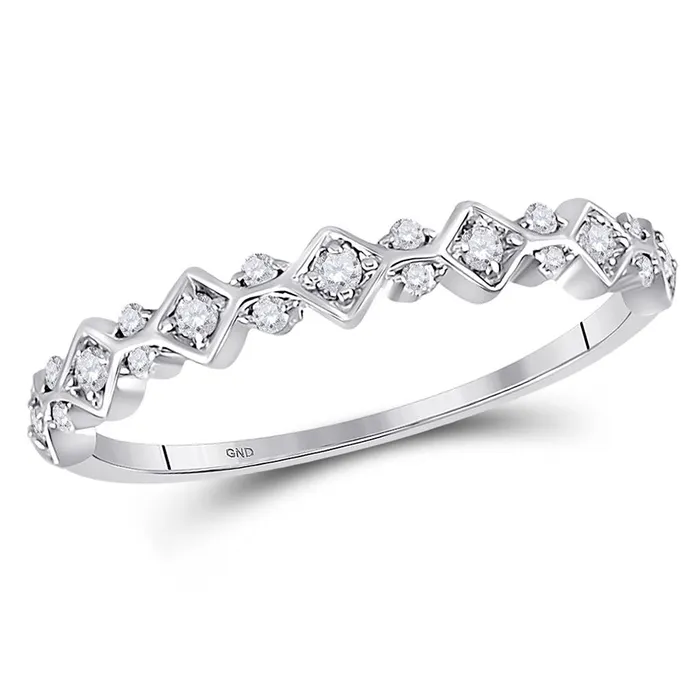 Rings gndatlanta 14k White Gold Round Diamond Stackable Band Ring 16 Cttw