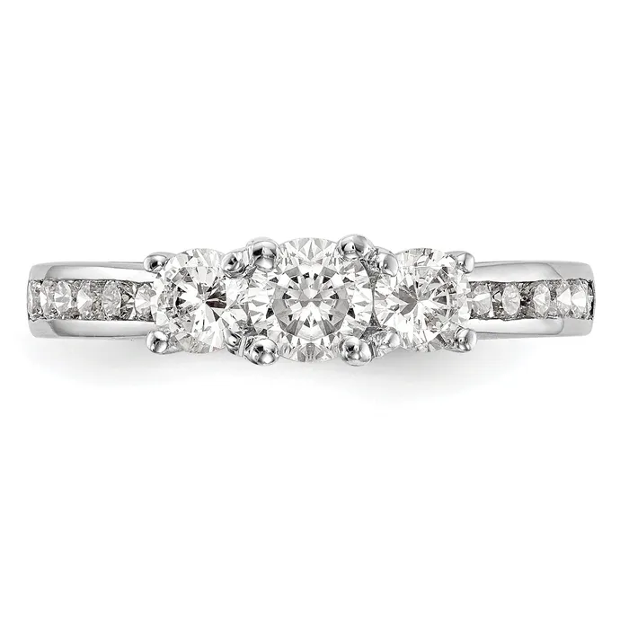 Rings Goldia 013ct CZ Solid Real 14K White Gold 3Stone Engagement Ring