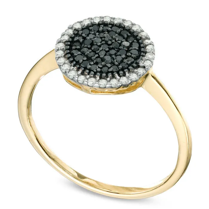 Rings Goldia 020 CT TW Enhanced Black and White Natural Diamond Cluster Frame Ring in Solid 10K Yellow Gold Rings Goldia 020 CT TW Enhanced Black and White Natural Diamond Cluster Frame Ring in Solid 10K Yellow Gold