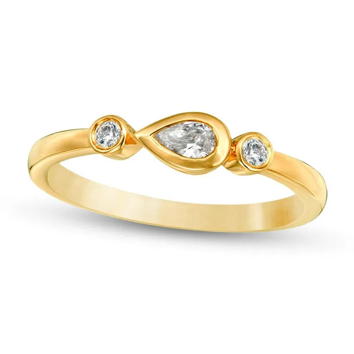 Rings Goldia 020 CT TW PearShaped and Round Natural Diamond BezelSet Ring in Solid 10K Yellow Gold Rings Goldia 020 CT TW PearShaped and Round Natural Diamond BezelSet Ring in Solid 10K Yellow Gold