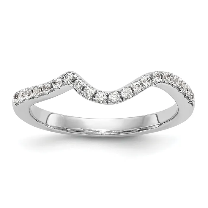 Rings Goldia 024ct CZ Solid Real 14K White Gold Contoured Wedding Wedding Band Ring