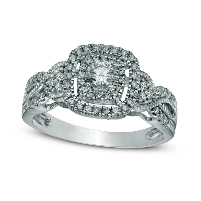 Rings Goldia 050 CT TW Natural Diamond Frame Antique VintageStyle Engagement Ring in Solid 10K White Gold Rings Goldia 050 CT TW Natural Diamond Frame Antique VintageStyle Engagement Ring in Solid 10K White Gold