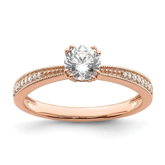 Rings Goldia 050ct CZ Solid Real 14k Rose Polish 12ct Round Engagement Dia Ring