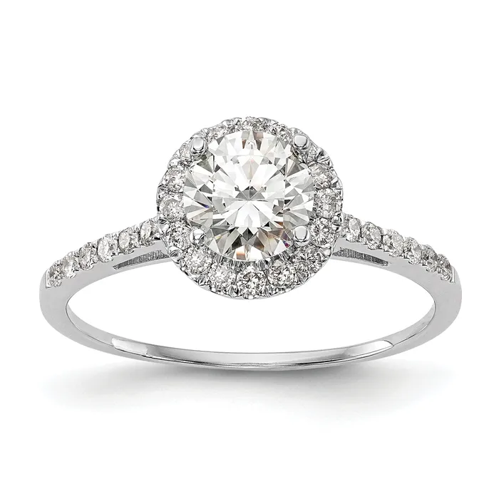 Rings Goldia 050ct CZ Solid Real 14k Twotone Gold Round Halo Engagement Ring