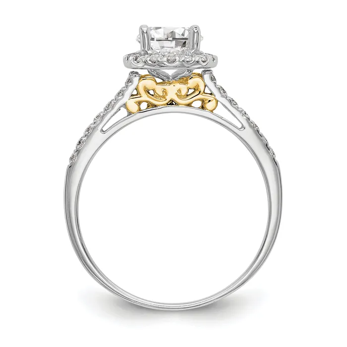 Rings Goldia 050ct CZ Solid Real 14k Twotone Gold Round Halo Engagement Ring