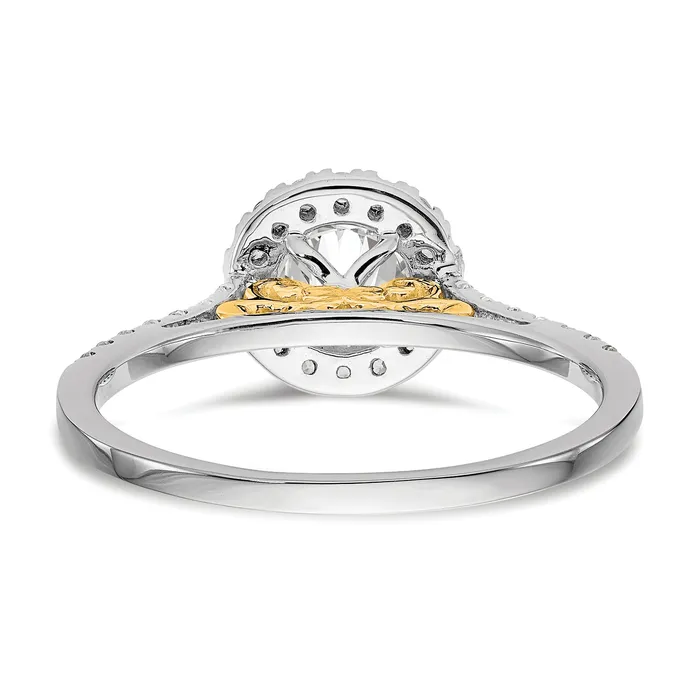 Rings Goldia 050ct CZ Solid Real 14k Twotone Gold Round Halo Engagement Ring