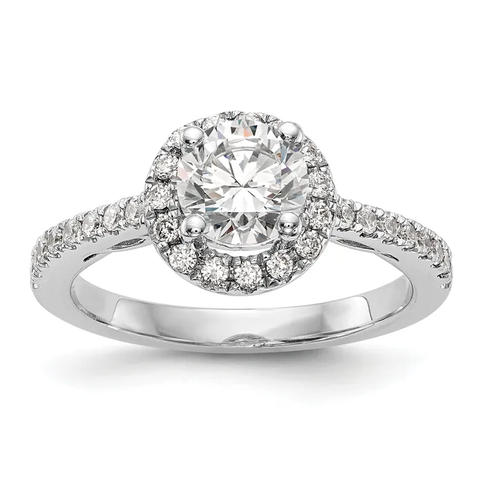 Rings Goldia 075ct CZ Solid Real 14K White Gold Round Dia Halo Eng Ring VS Quality