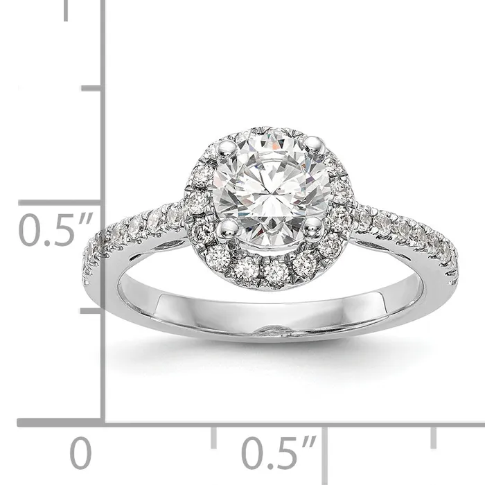 Rings Goldia 075ct CZ Solid Real 14K White Gold Round Dia Halo Eng Ring VS Quality