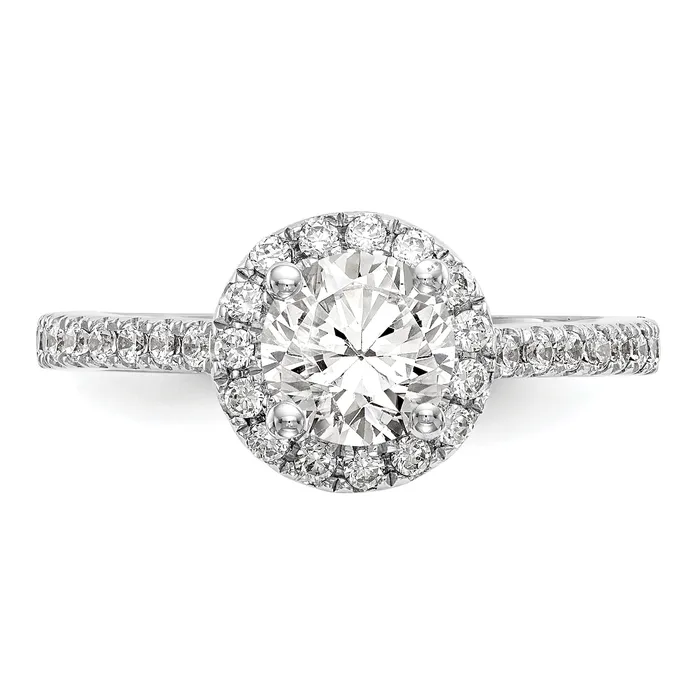Rings Goldia 075ct CZ Solid Real 14K White Gold Round Dia Halo Eng Ring VS Quality