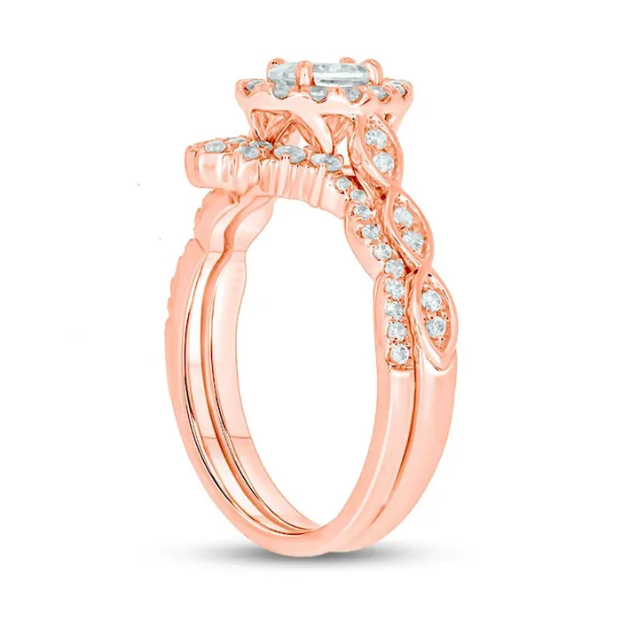 Rings Goldia 10 CT TW Oval Natural Diamond Frame Bridal Engagement Ring Set in Solid 14K Rose Gold II2 Rings Goldia 10 CT TW Oval Natural Diamond Frame Bridal Engagement Ring Set in Solid 14K Rose Gold II2