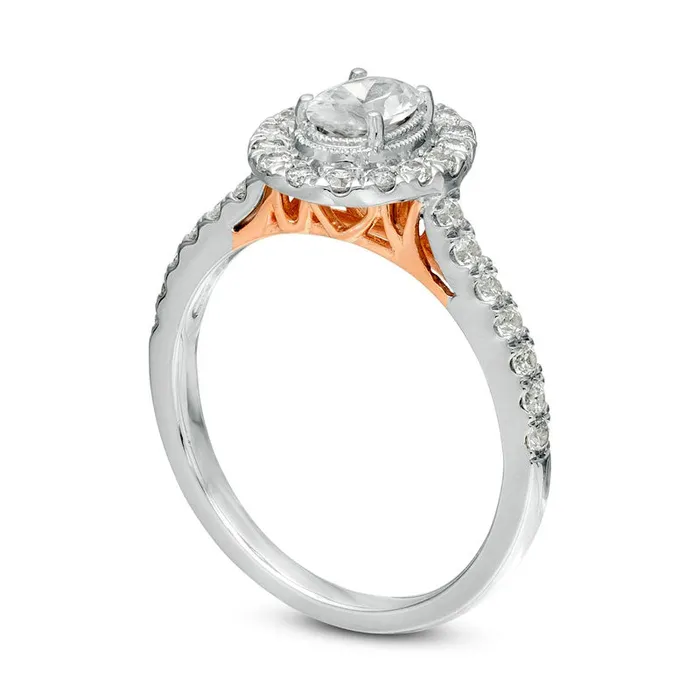 Rings Goldia 10 CT TW Oval Natural Diamond Frame Engagement Ring in Solid 14K TwoTone Gold Rings Goldia 10 CT TW Oval Natural Diamond Frame Engagement Ring in Solid 14K TwoTone Gold