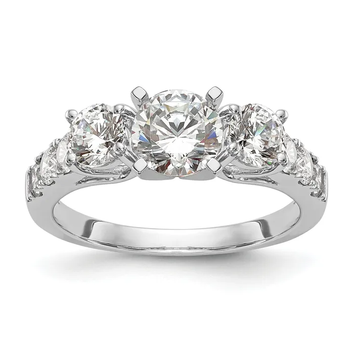 Rings Goldia 129ct CZ Solid Real 14K White Gold 3Stone Peg Set Engagement Ring