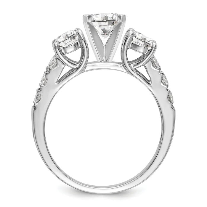 Rings Goldia 129ct CZ Solid Real 14K White Gold 3Stone Peg Set Engagement Ring