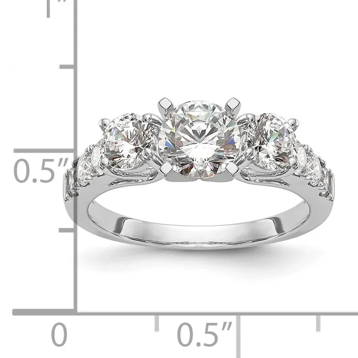 Rings Goldia 129ct CZ Solid Real 14K White Gold 3Stone Peg Set Engagement Ring