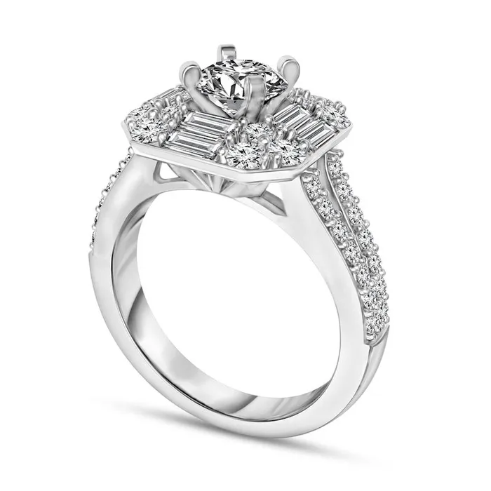 Rings Goldia 188 CT TW Natural Diamond Cushion Frame Split Shank Engagement Ring in Solid 14K White Gold Rings Goldia 188 CT TW Natural Diamond Cushion Frame Split Shank Engagement Ring in Solid 14K White Gold
