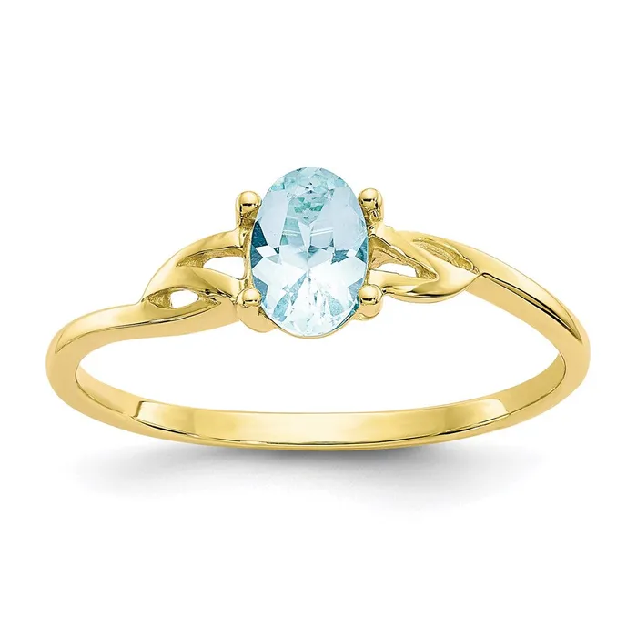 Rings Goldia 10K Yellow Gold Polished Geniune Aquamarine Birthstone Ring