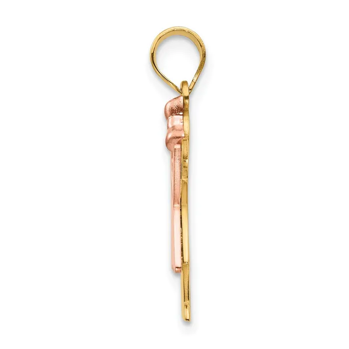 Rings Goldia 14k Twotone Gold Twotone Gold Small Girl with Bow on Right Engravable Charm